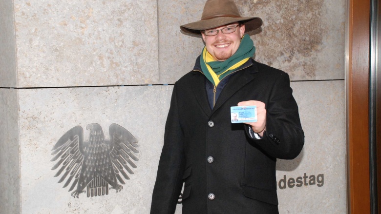 Phil Bristol with his official Bundestag ID - Card