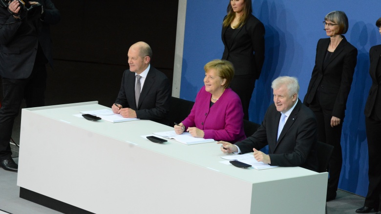 Unterzeichnung des Koalitionsvertrages. Foto: Deutscher Bundestag
