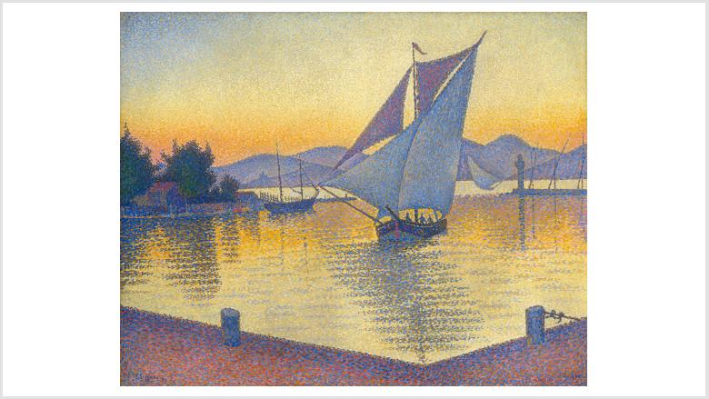 Der Hafen bei Sonnenuntergang, Opus 236 (Saint-Tropez), 1892, Öl auf Leinwand, 65 x 81 cm, Sammlung Hasso Plattner